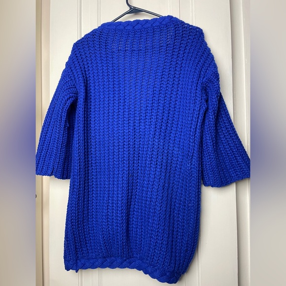 Gorgeous royal blue thick winter wool tweed coat jacket - Picture 5 of 8